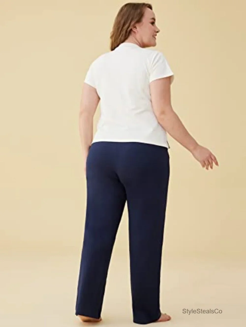 Cotton Lounge Pants with Pockets Drawstring High Rise